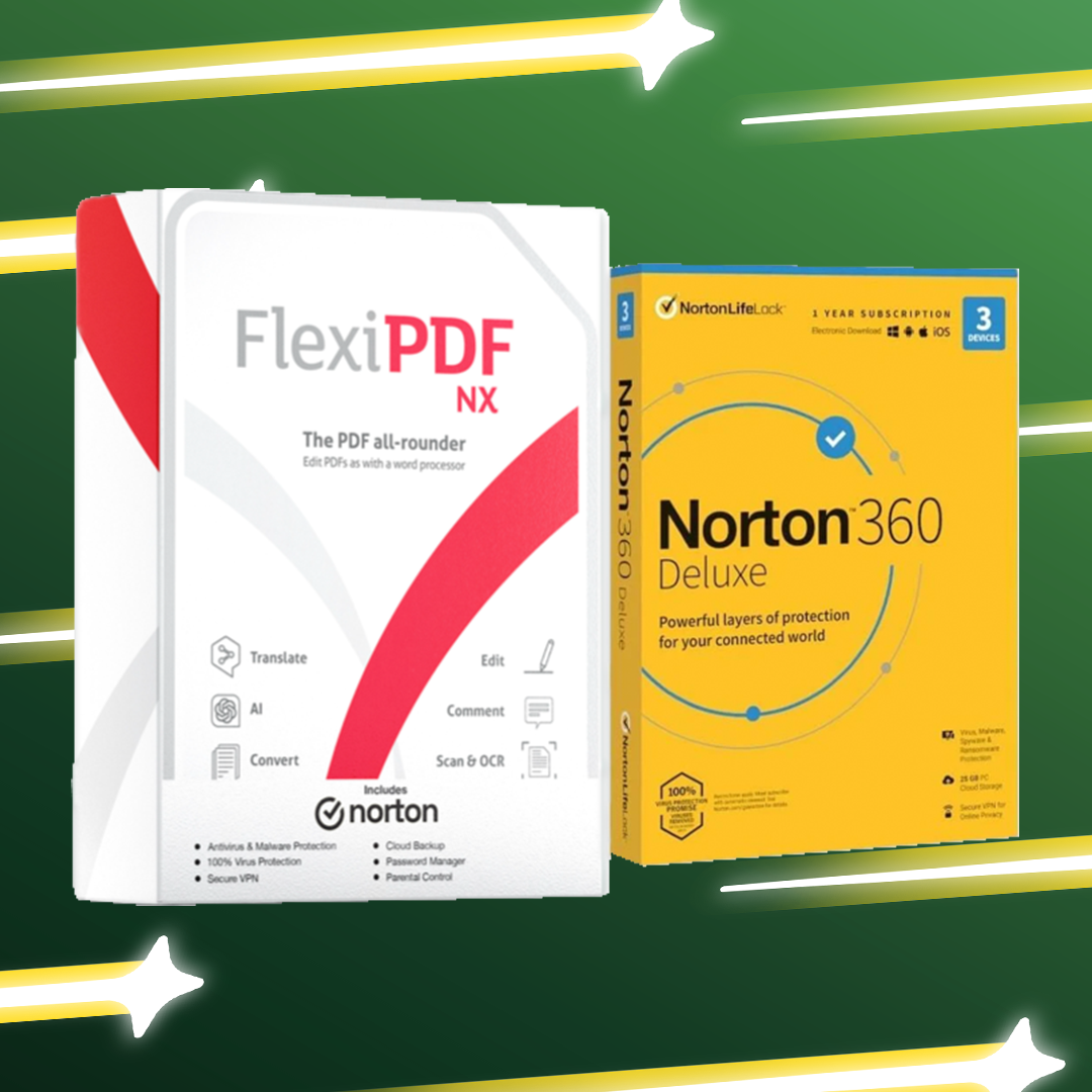 FlexiPDF Editor NX and Norton 360 Deluxe 1-User 3-Device (1-Year Plan) Bundle