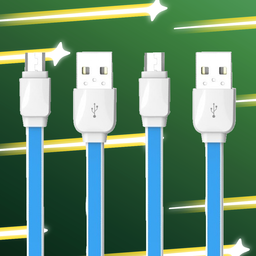 2x 2.1A/2.4A Fast Charging 1m Flat Cables