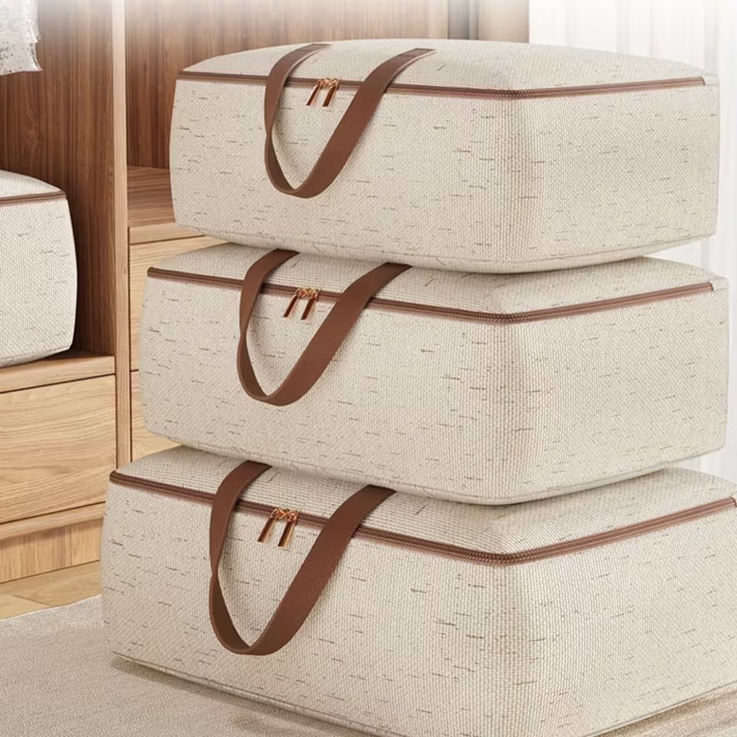 3x Cotton Linen Storage Bags