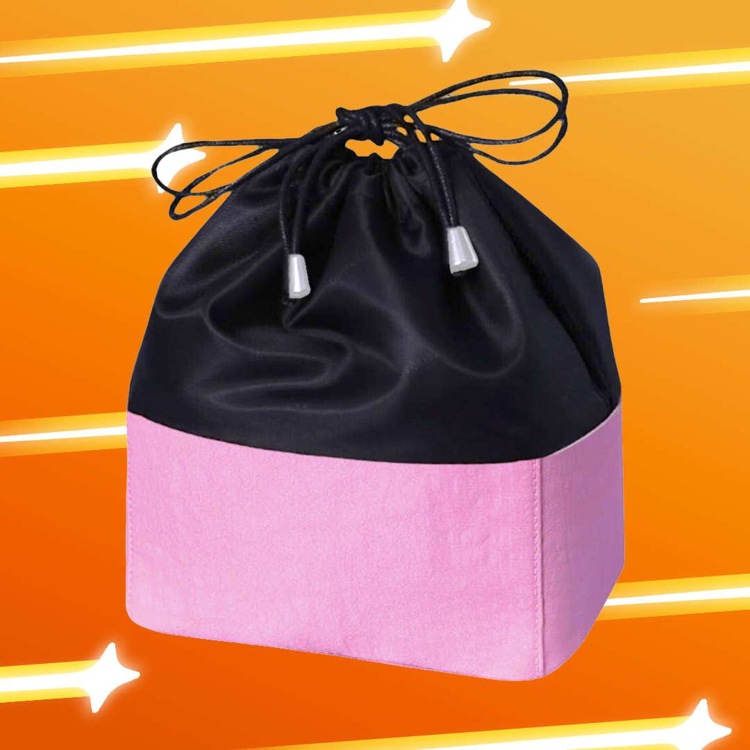 2x Fold-Over Drawstring Cosmetic Bag with Pockets