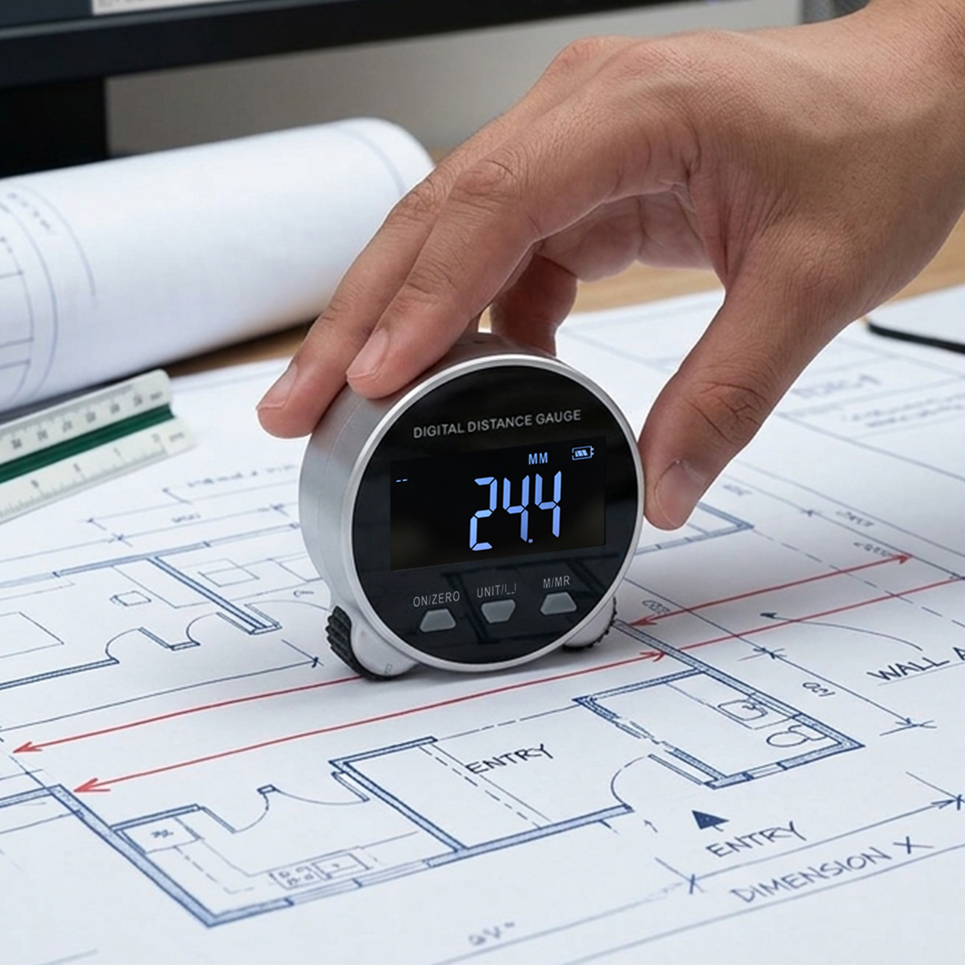 Electronic Rolling Tape Measure with LCD Display