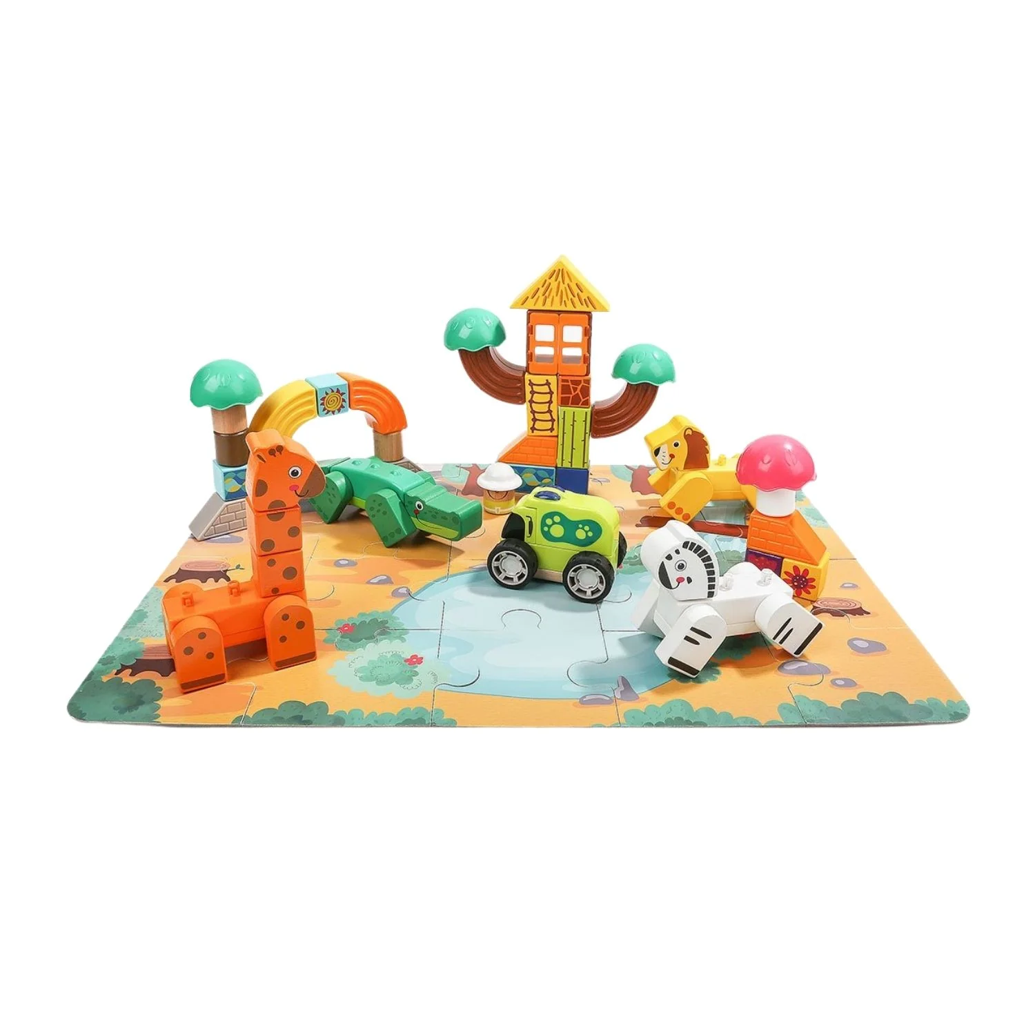 82-Piece Forest Animal Building Block Set