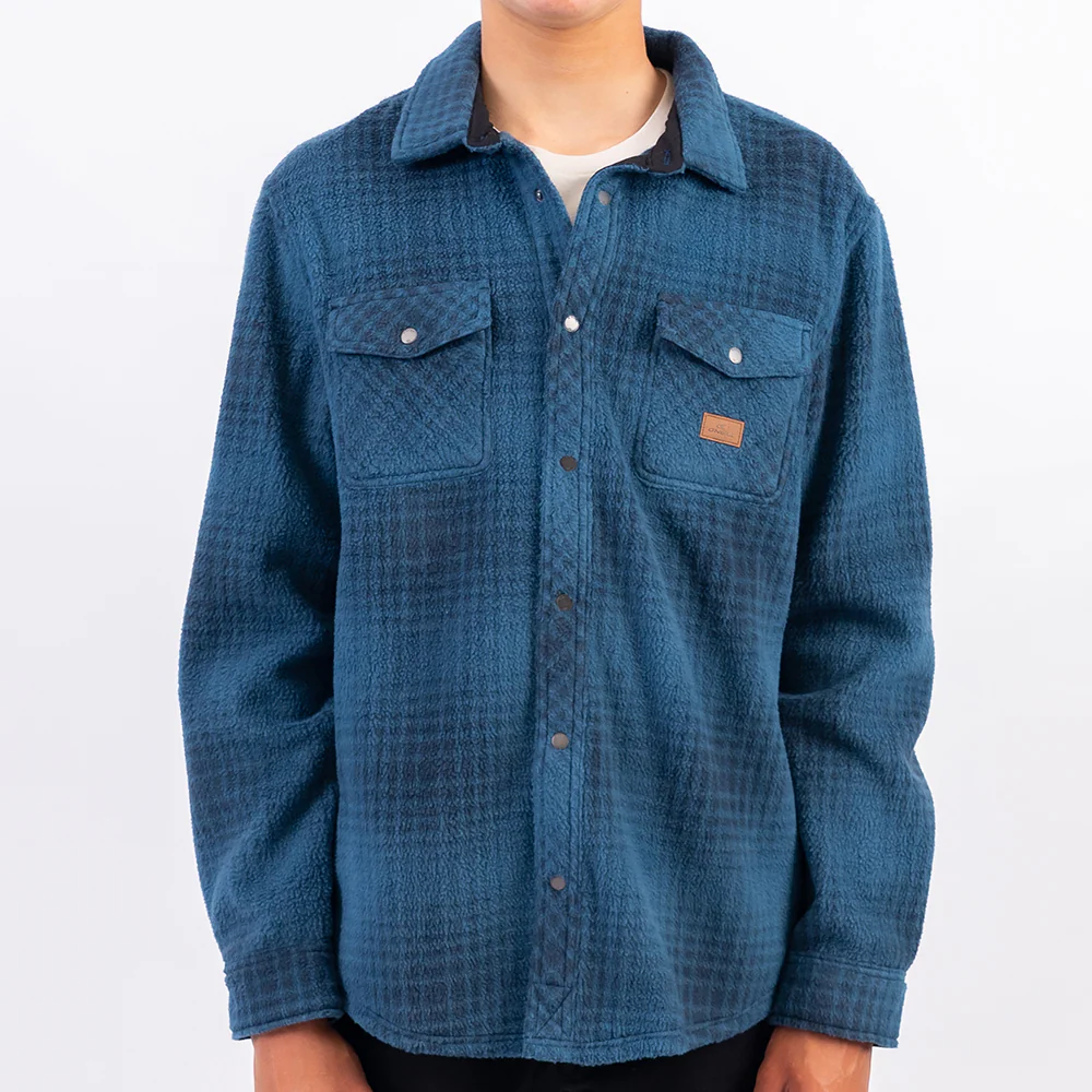 Blue Shadow - Glacier Plaid High Pile Superfleece Jacket