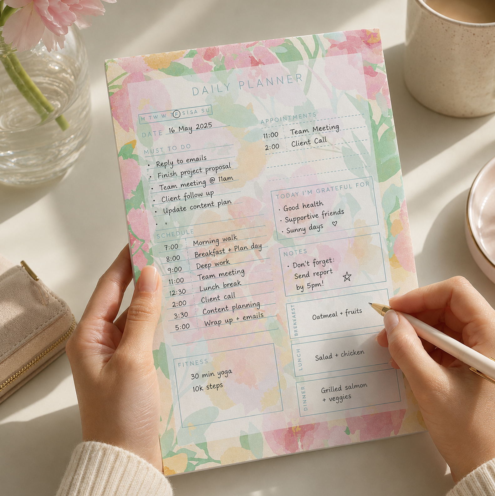 A4 Weekly Planner - Floral (Includes 2)