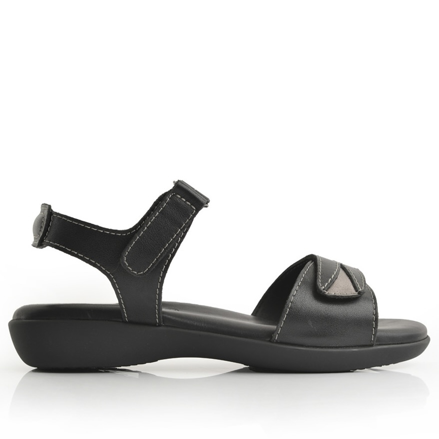 Ladies Genuine Leather Double Self Fastening Strap Sandals