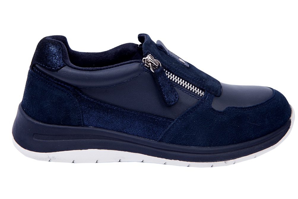 Ladies Genuine Leather & Suede Zip-Up Shoes