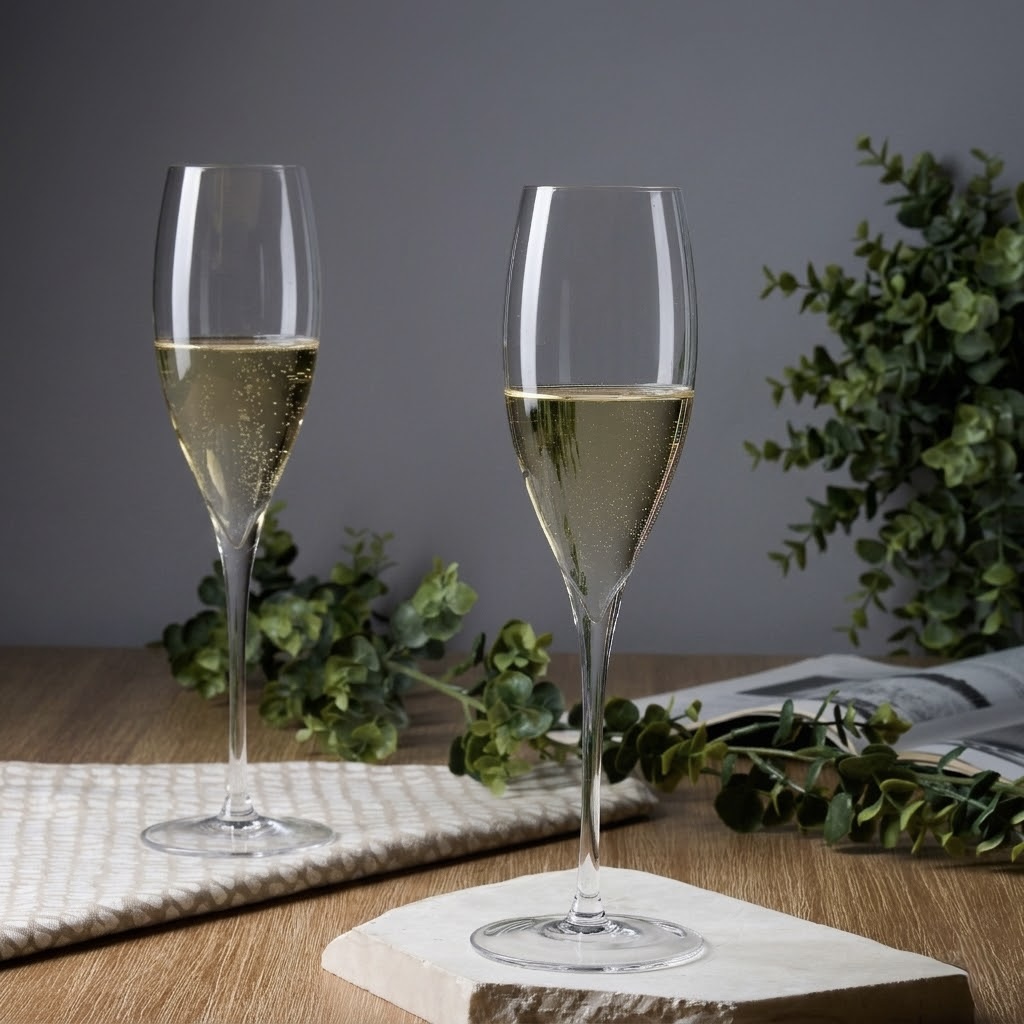6x 250ml Premium Crystal Flutes