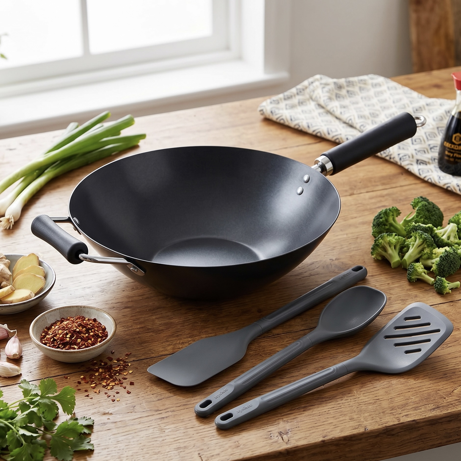4-Piece Wok Cooking Set