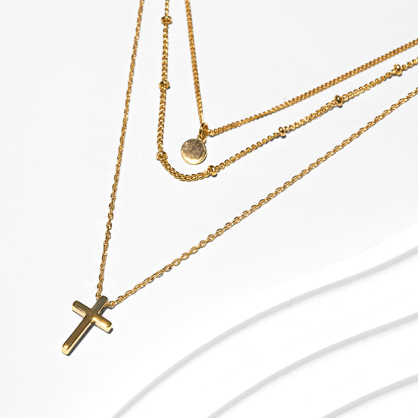 Three-Layer Cross Plated Necklace