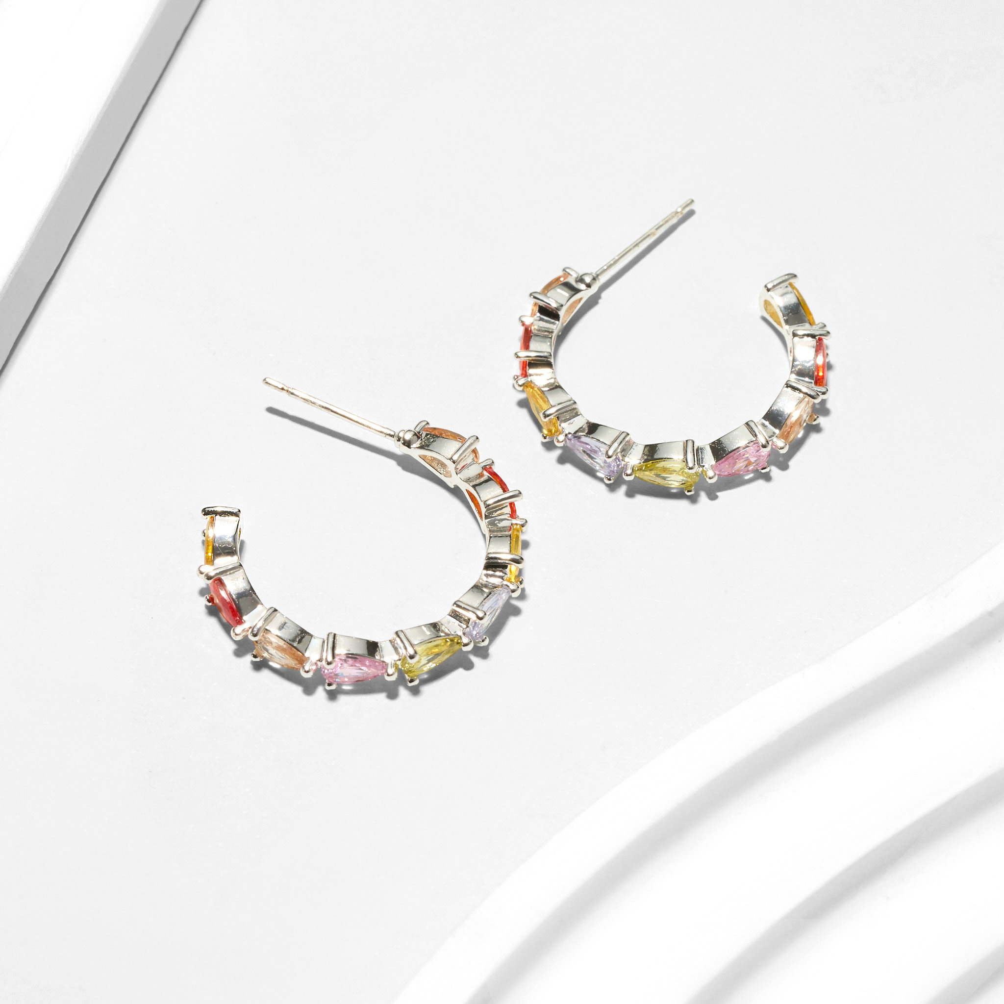 Multi-Coloured Cubic Zirconia Plated Earrings
