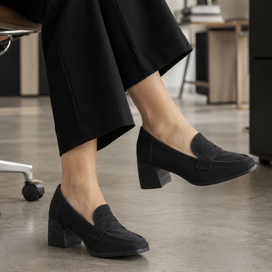 Ladies Genuine Suede Forget Heel Loafers