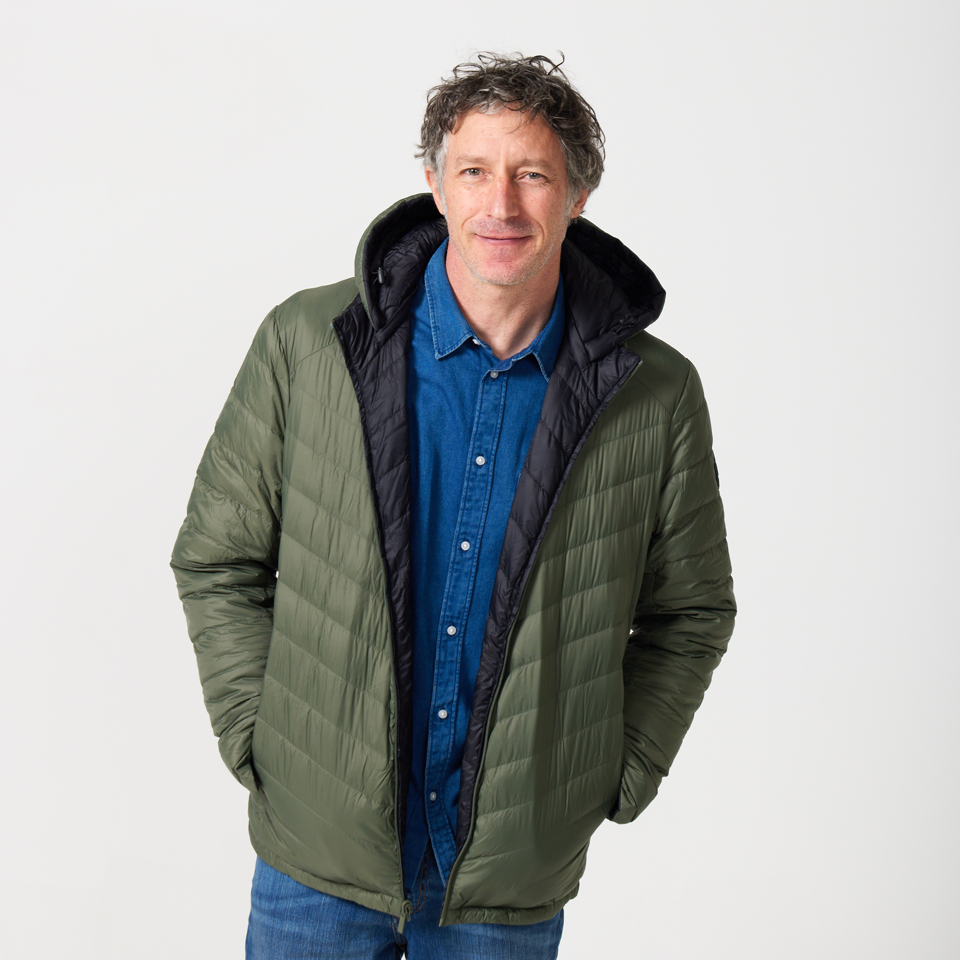 Men's Reversable Duck Down Jacket with Detachable Hood