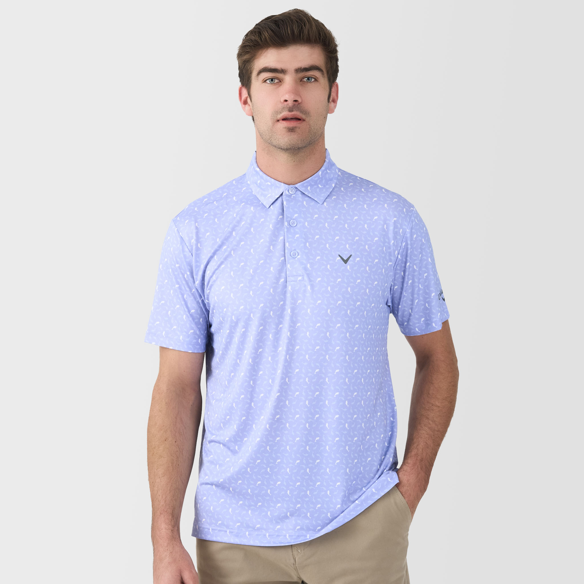 Men's Dolphin Print Short Sleeve Polo Shirt
