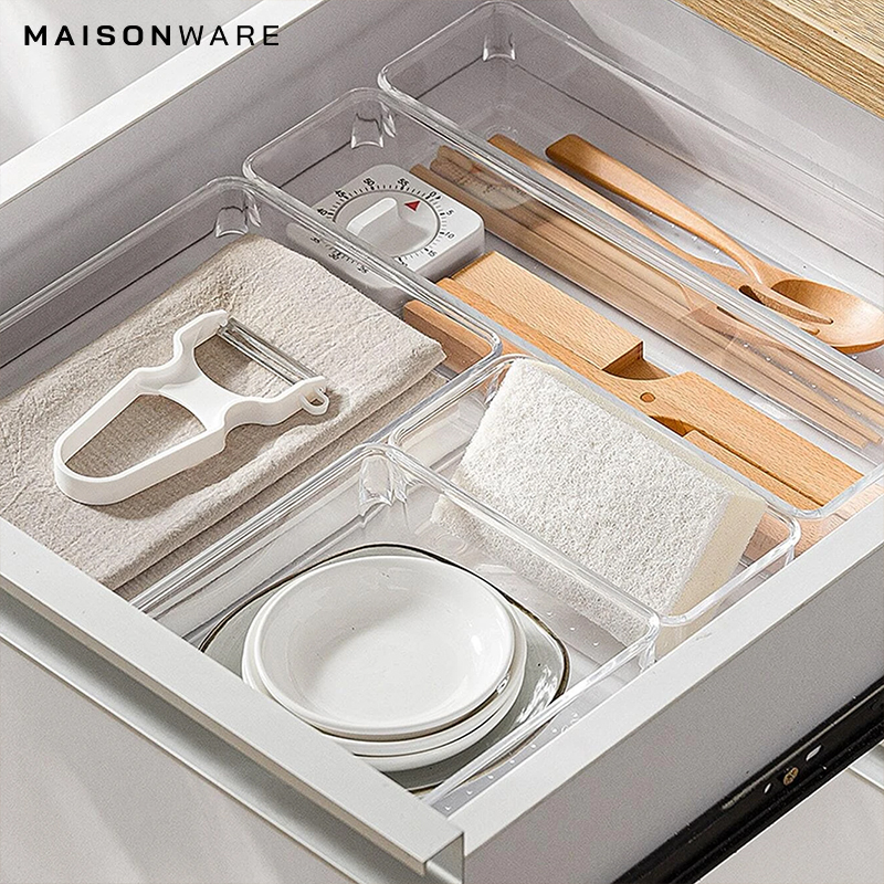 25-Piece Clear Plastic Drawer Organisers