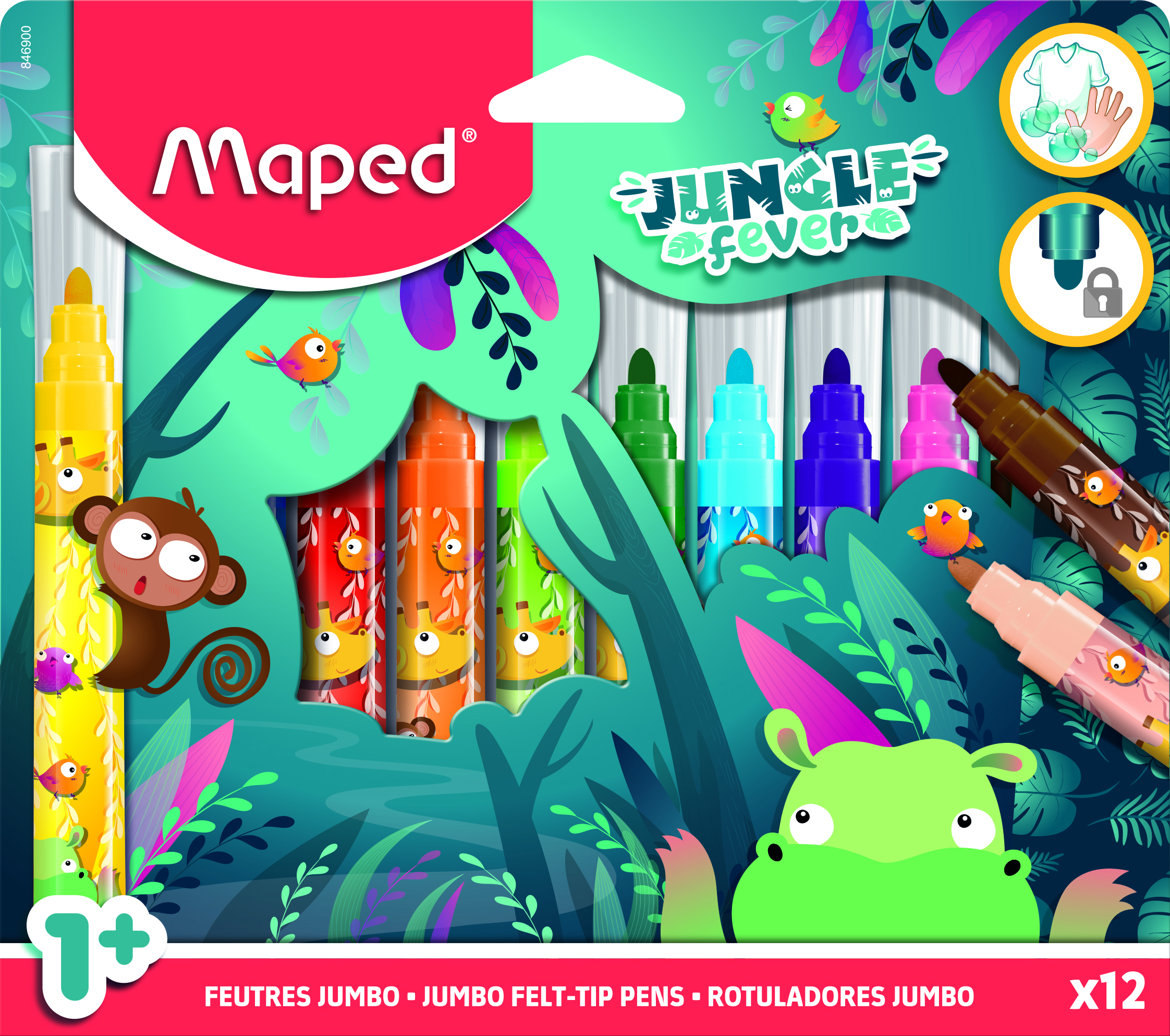 12x Jungle Jumbo Felt Tip Pen Set