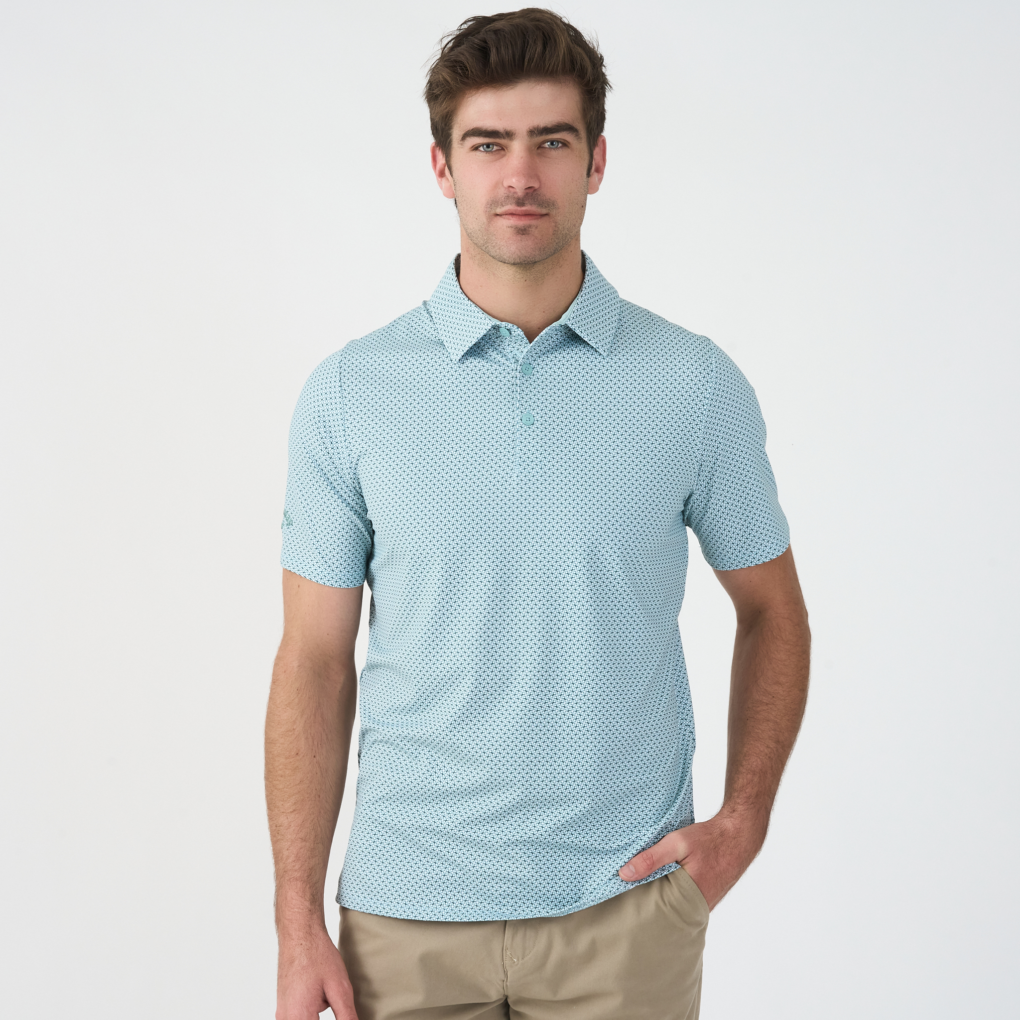 Men's Textured Print Polo Shirt