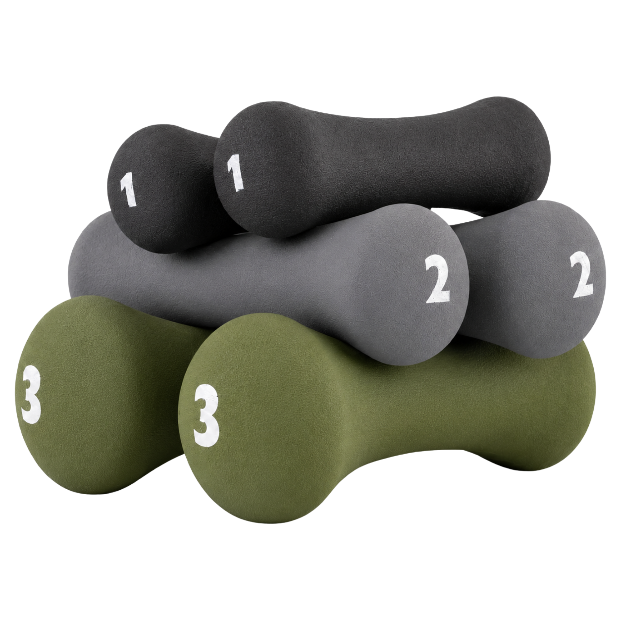 6x Shadow Series Neoprene Coated Cast Iron Bone Dumbbells