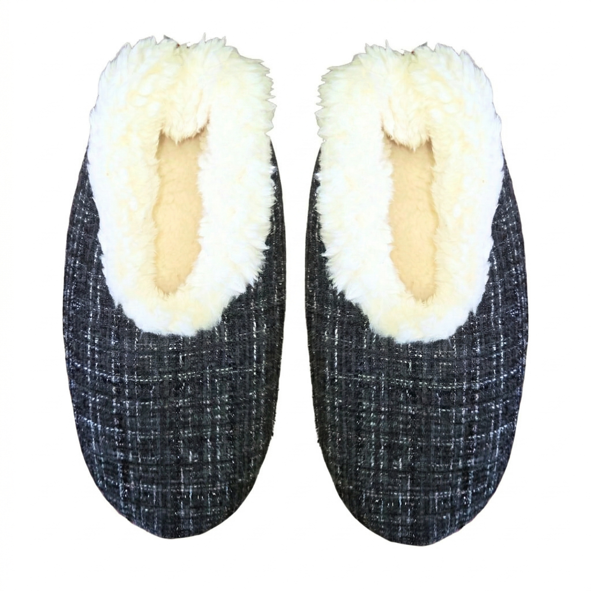 Ladies Sparkle Tweed Fleece Slippers