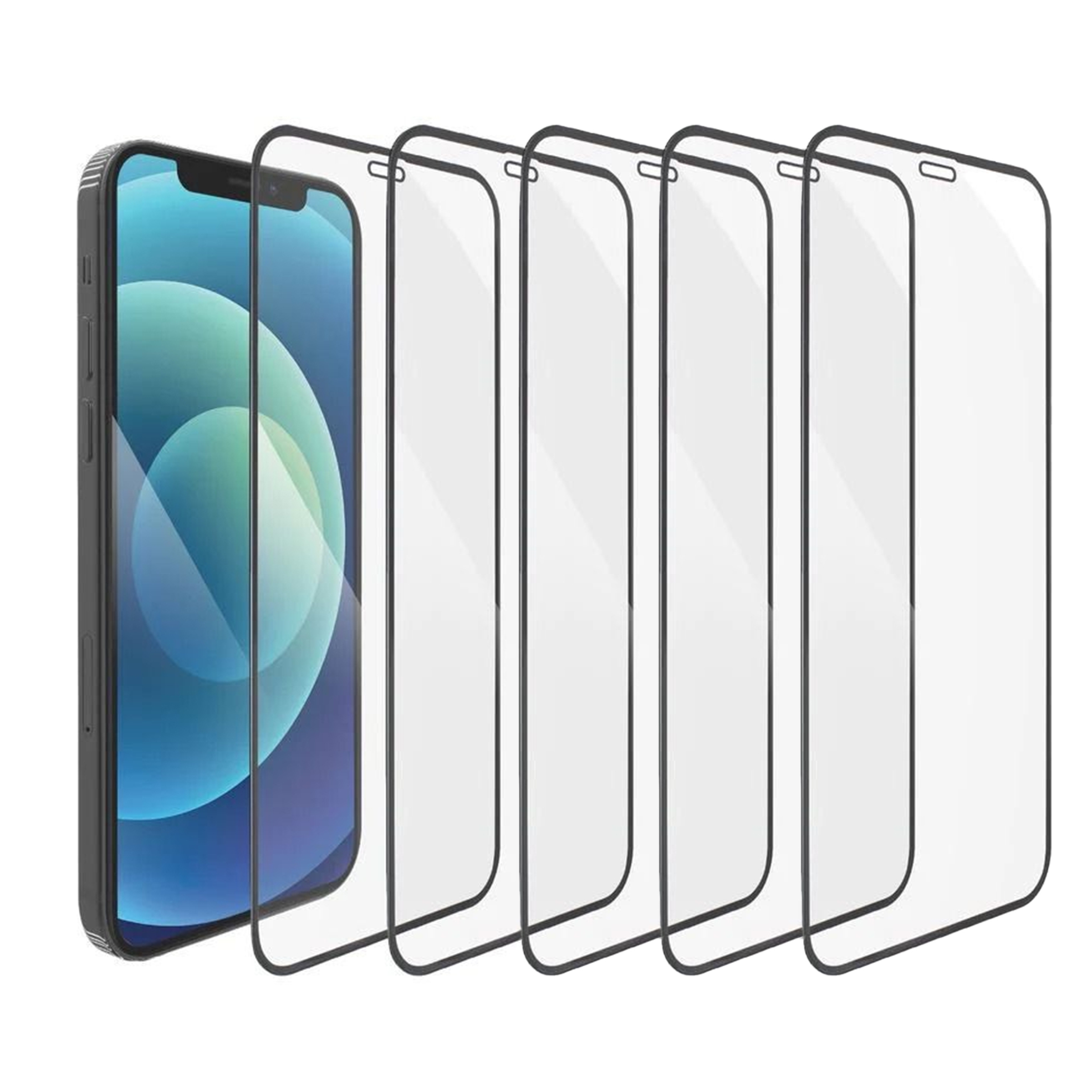 5x Black-Edged Tempered Glass Screen Protectors