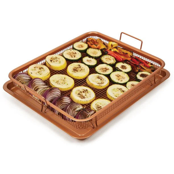 2-Piece Nonstick Copper Tray and Basket