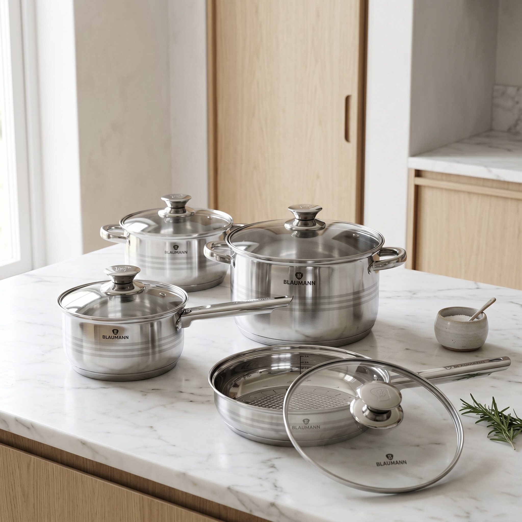 12-Piece Stainless Steel Jumbo Cookware Set with Glass Lid