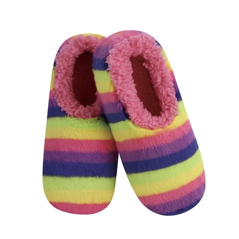Ladies Dark Rainbow Fleece Slippers