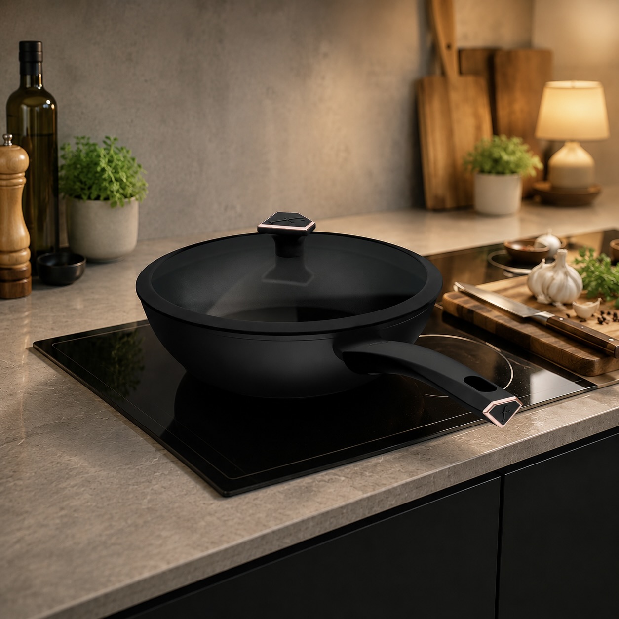 24cm TitanPro Non-Stick Deep Frypan with Lid
