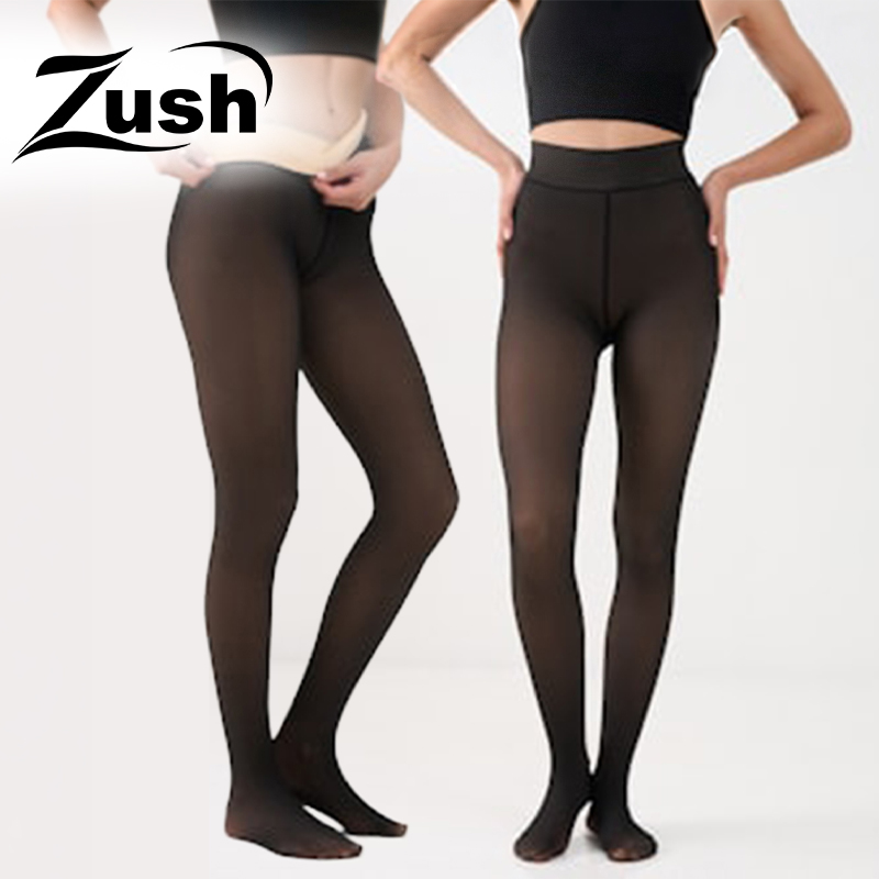 2x Ladies Fleece-Lined Sheer Tights