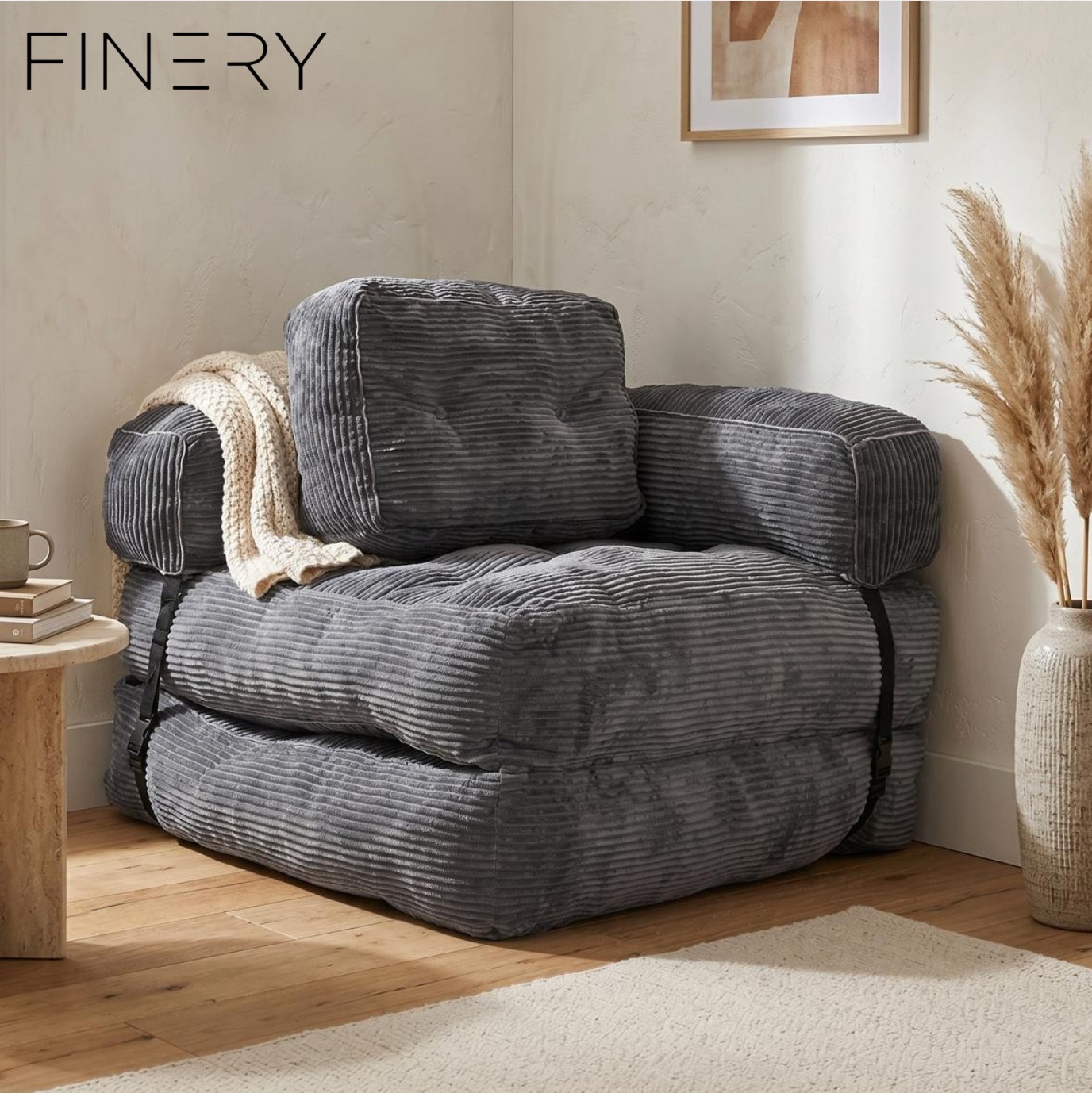 Foldable Floor Lounger Bed with Armrest