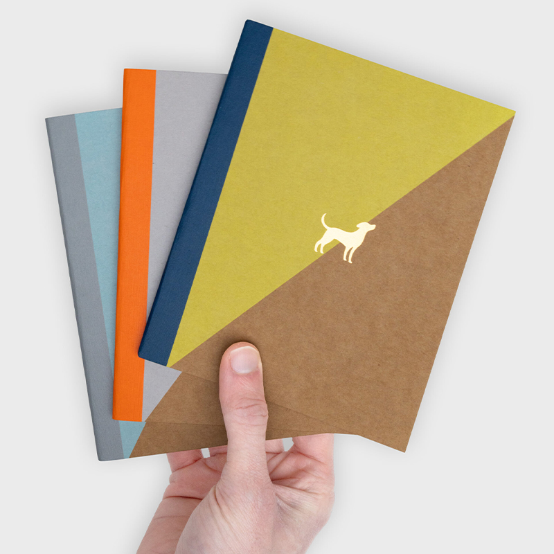 3x Kraft Gold Design Cat or Dog  Notebooks
