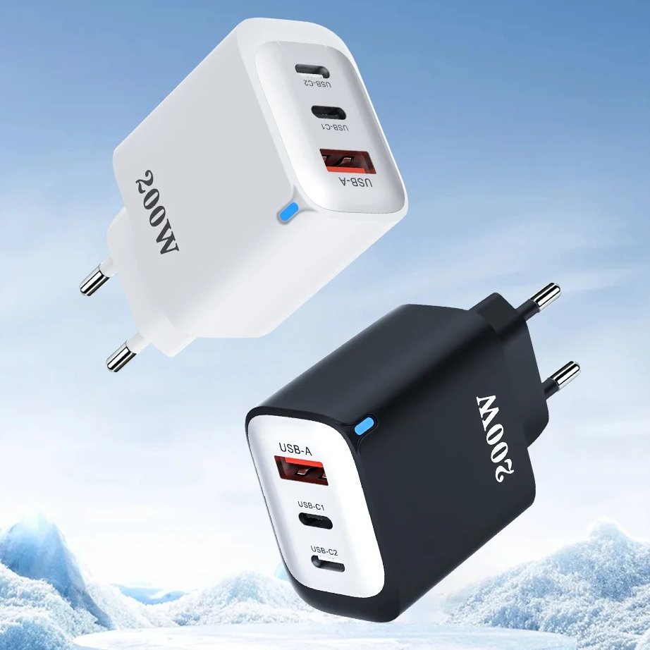 2x 3-Ports 200W USB-A Port 2.4A USB-C PD Fast Chargers