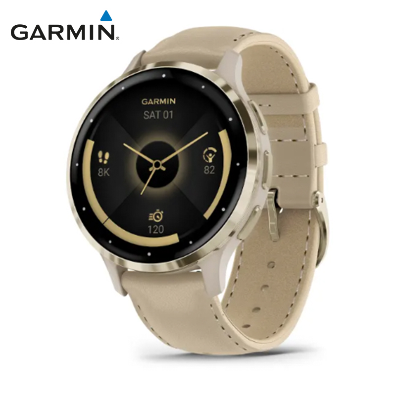 Venu 3S Series GPS Smartwatch with Leather Band and Stainless Steel Bezel