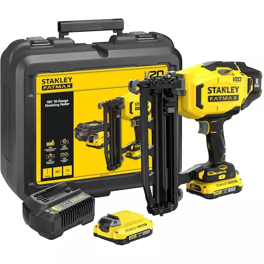 18V V20 16-Gauge Finishing Nailer Kitbox with 2x 2.0Ah Batteries (Model: SFMCN616D2K-QW)