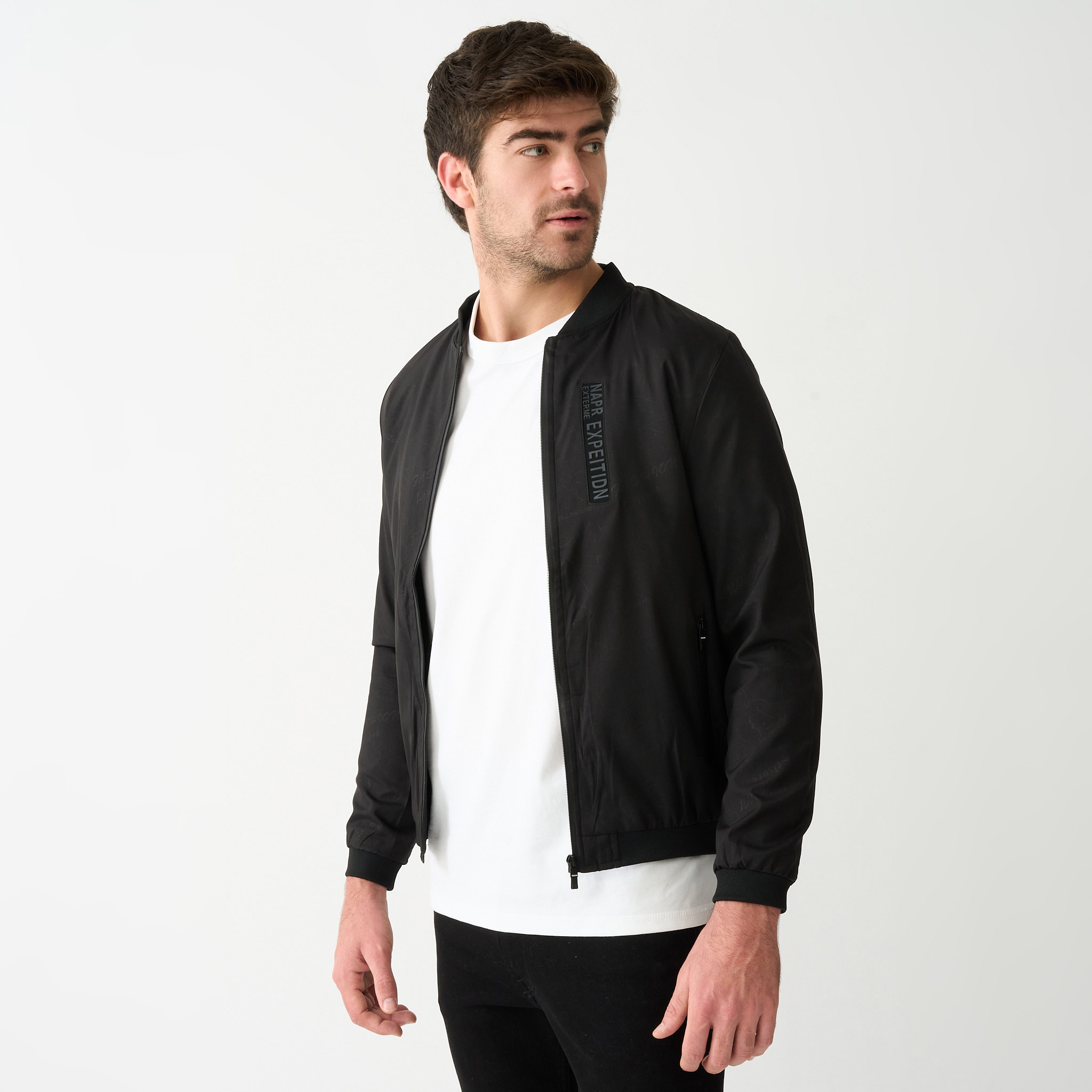 Men's Faux Fur Lined Bomber Jacket