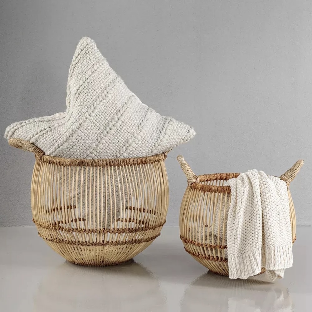 2x Hand-Woven Baskets