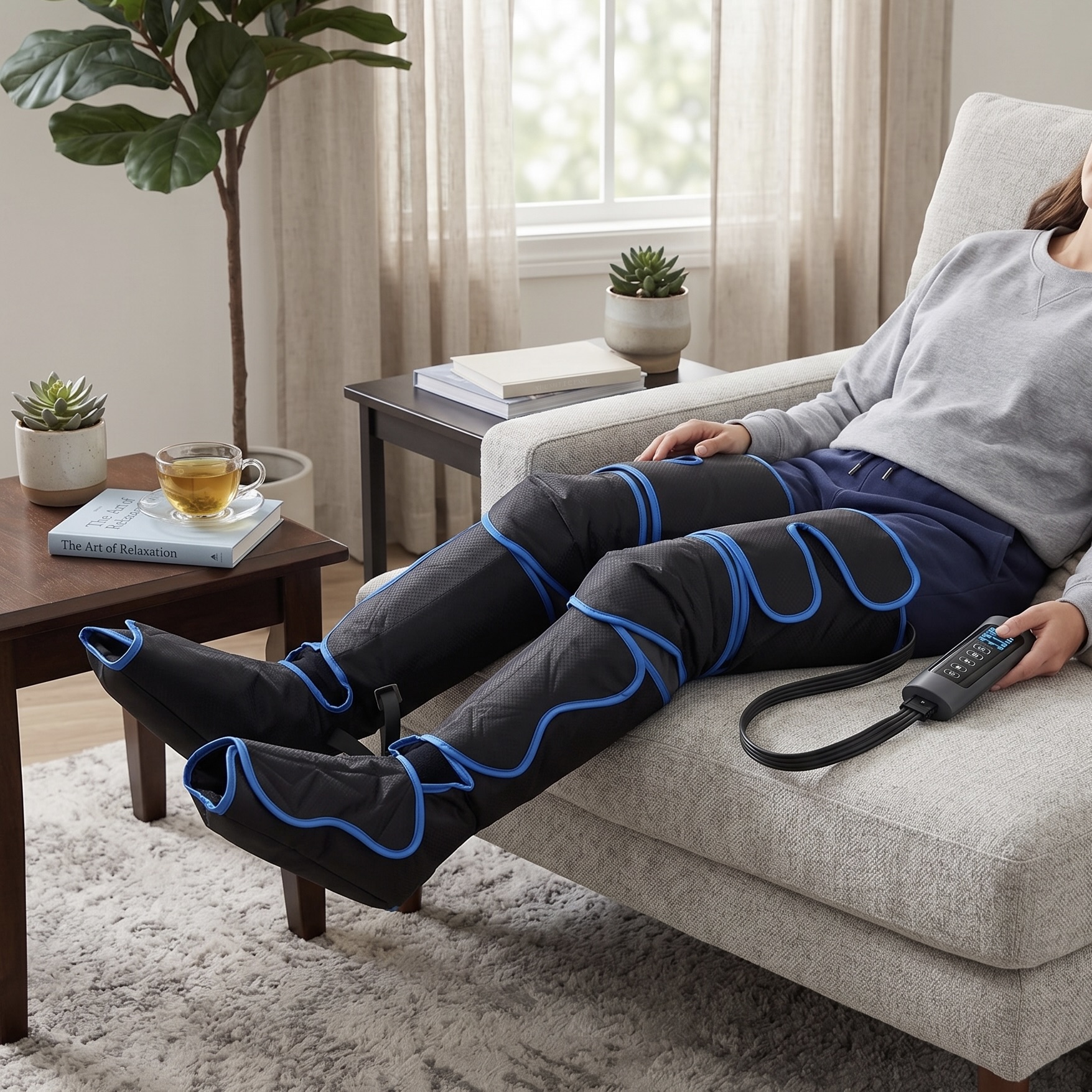 360° Air Compression Leg and Foot Massager with Heat Therapy