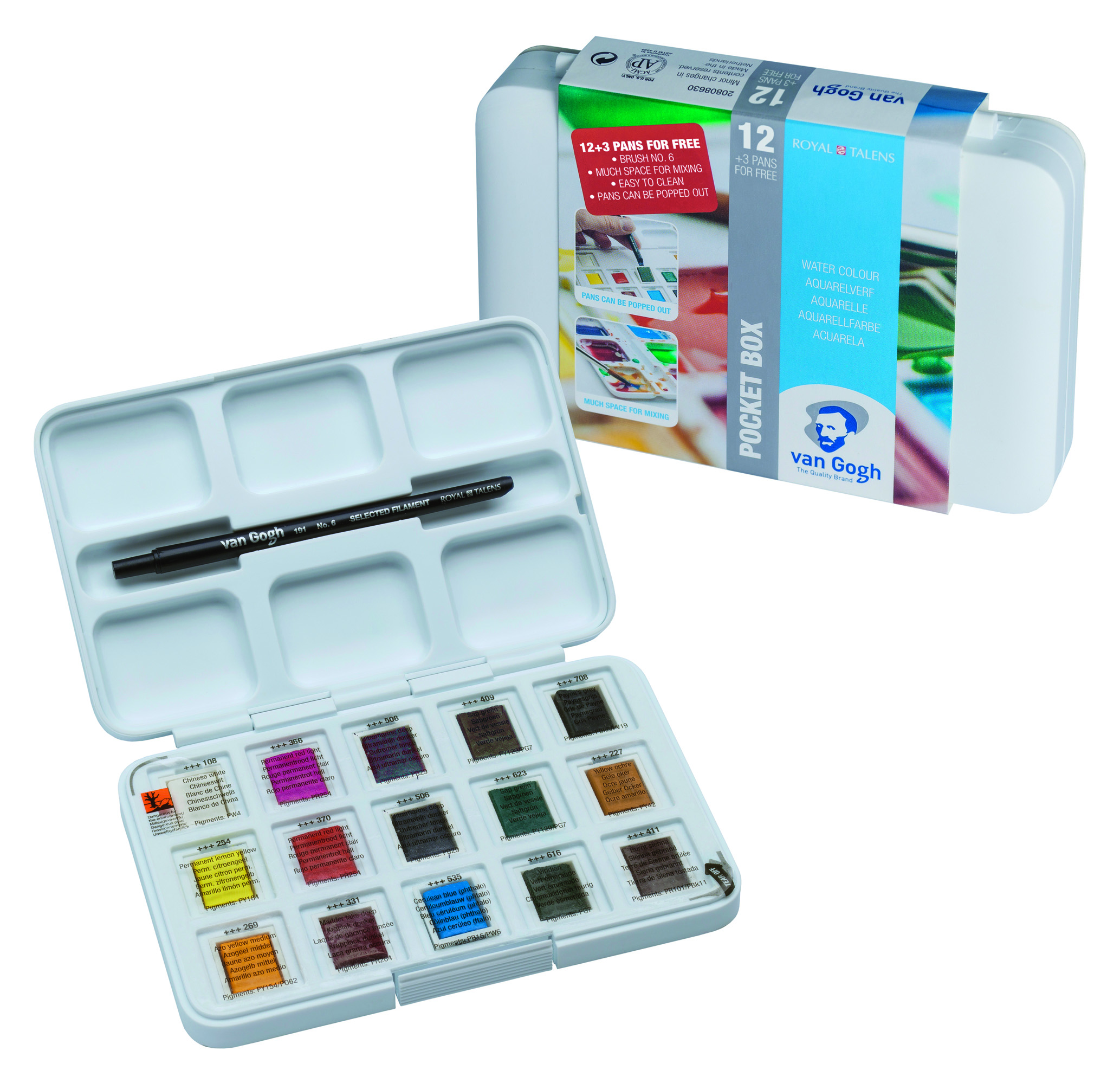 16-Piece Van Gogh 12ml Watercolour Pocket Box Set