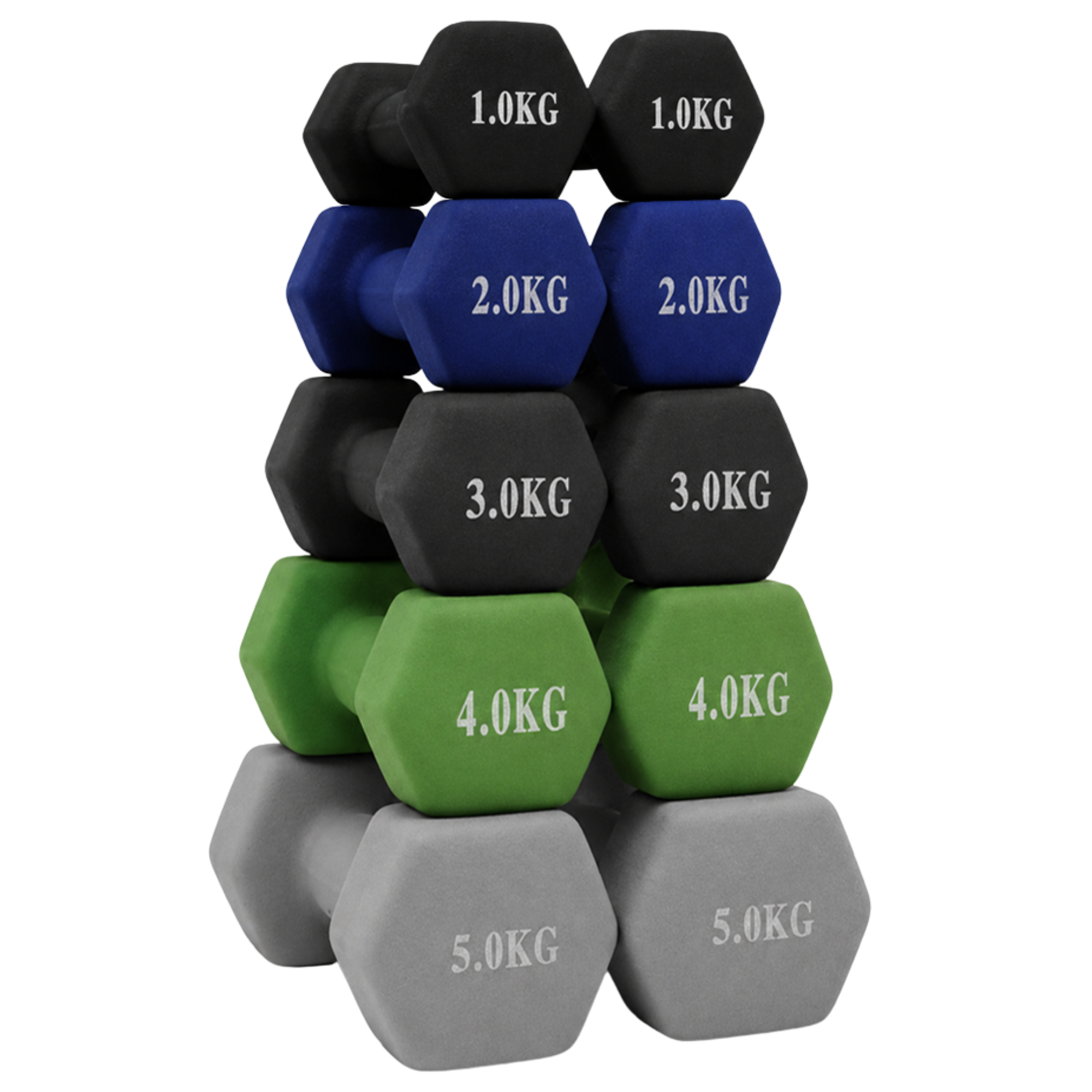 5x Pairs Neoprene Hex Dumbbells