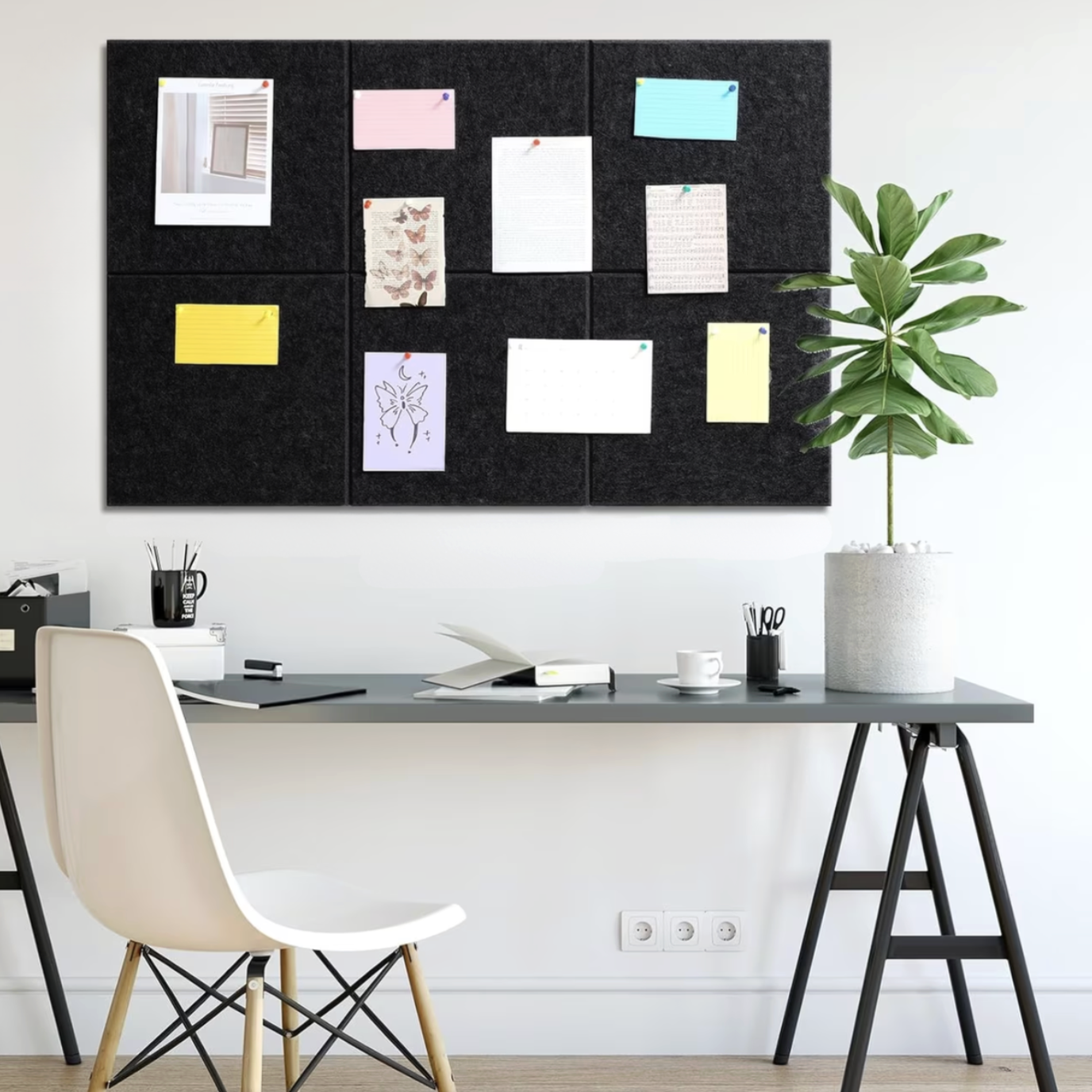 6x Self-Adhesive Felt Pin Board and Soundproofing Tiles