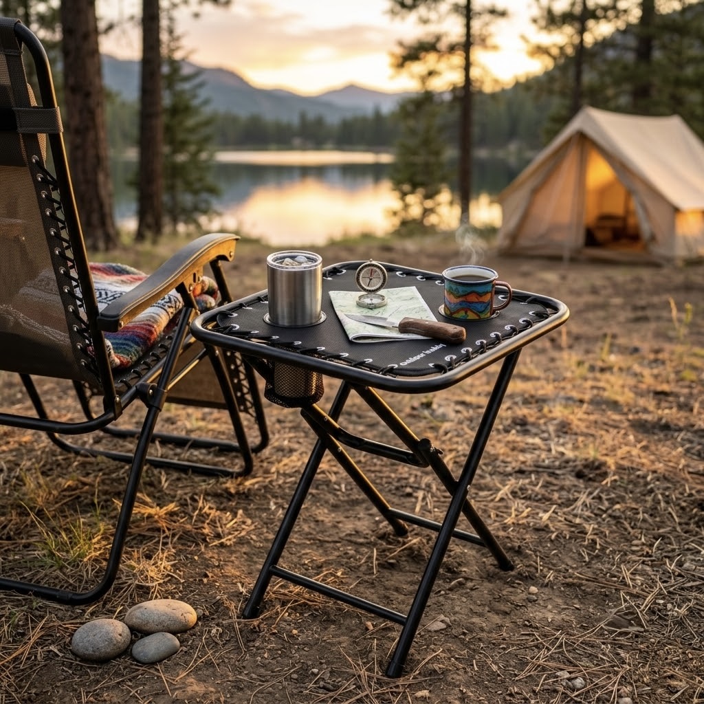 Foldable Camp Table With Cup Holders