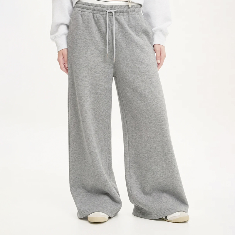Ladies Cotton Blend Drawstring Wide Leg Sweatpants