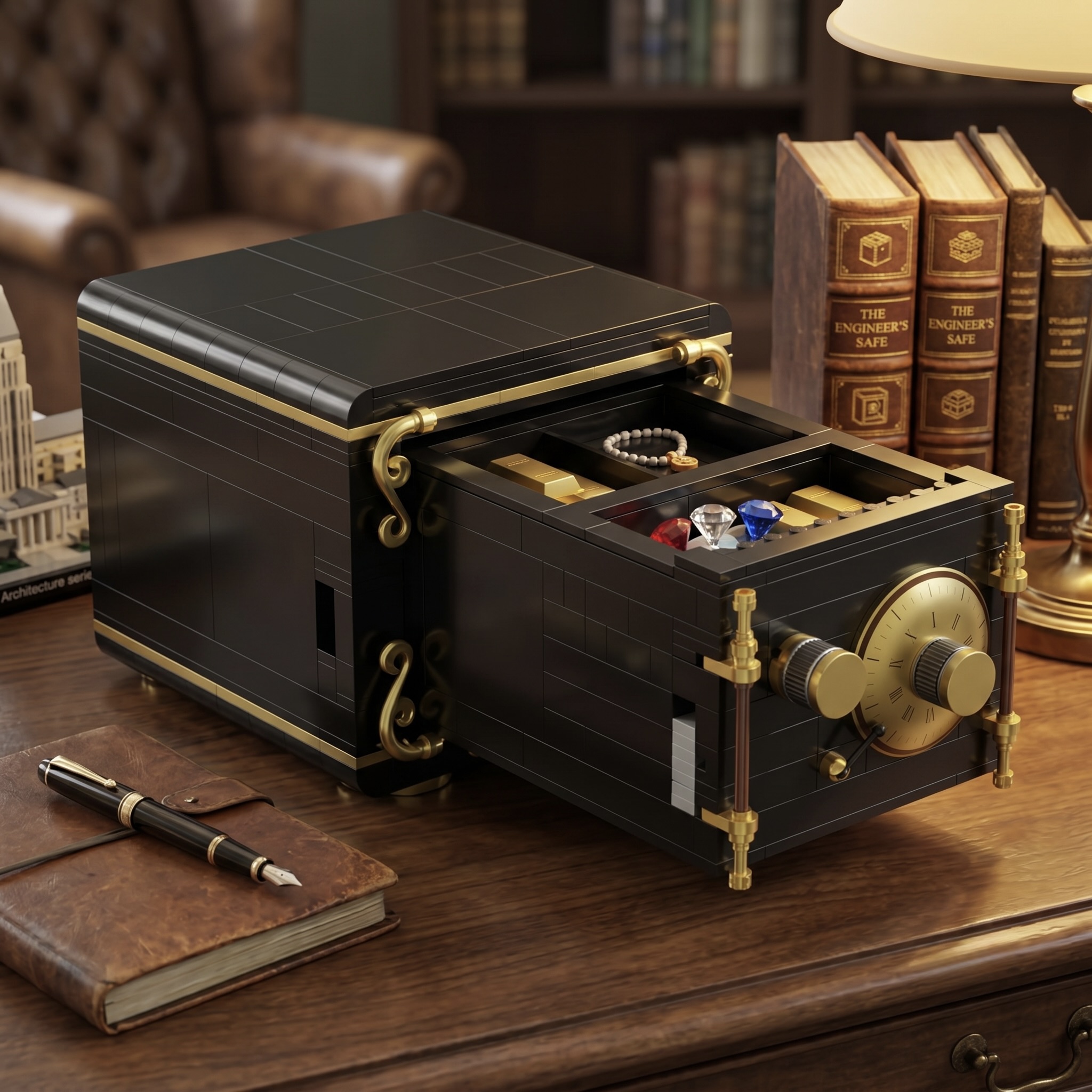 442-Piece Building Block Storage Safe with Lock Mechanism