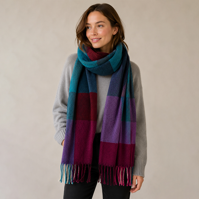 Ladies Lightweight Plaid Scarf