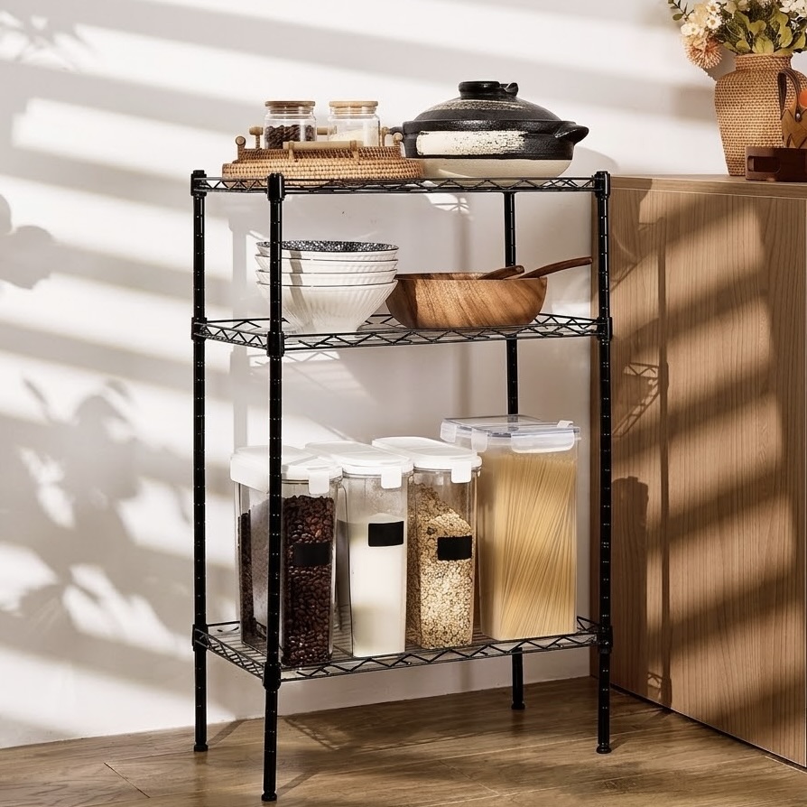 Height Adjustable Metal Storage Rack Organizer