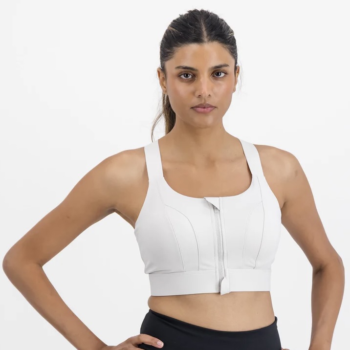 Ladies Front Zip Longline High Impact Sports Bra