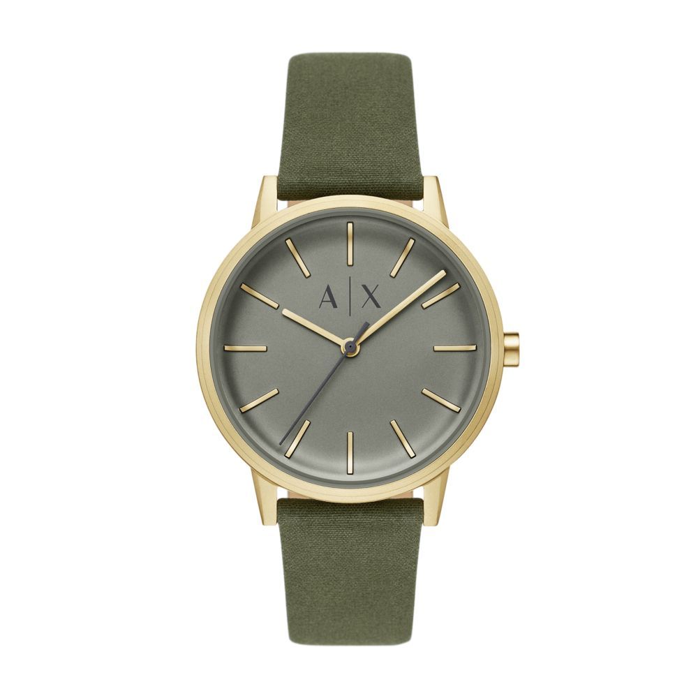 Men's Cayde Three-Hand Green Fabric Leather Watch
