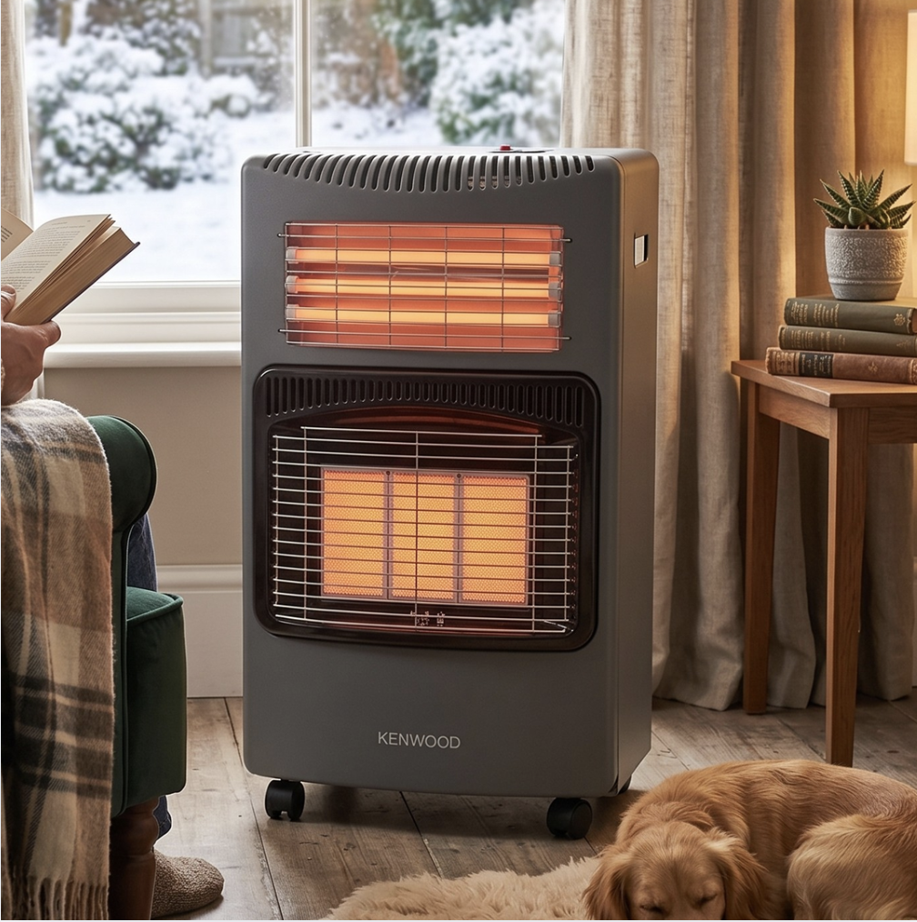 3-Panel Dual Electric and Gas Heater (Model: GHE30.000BK)