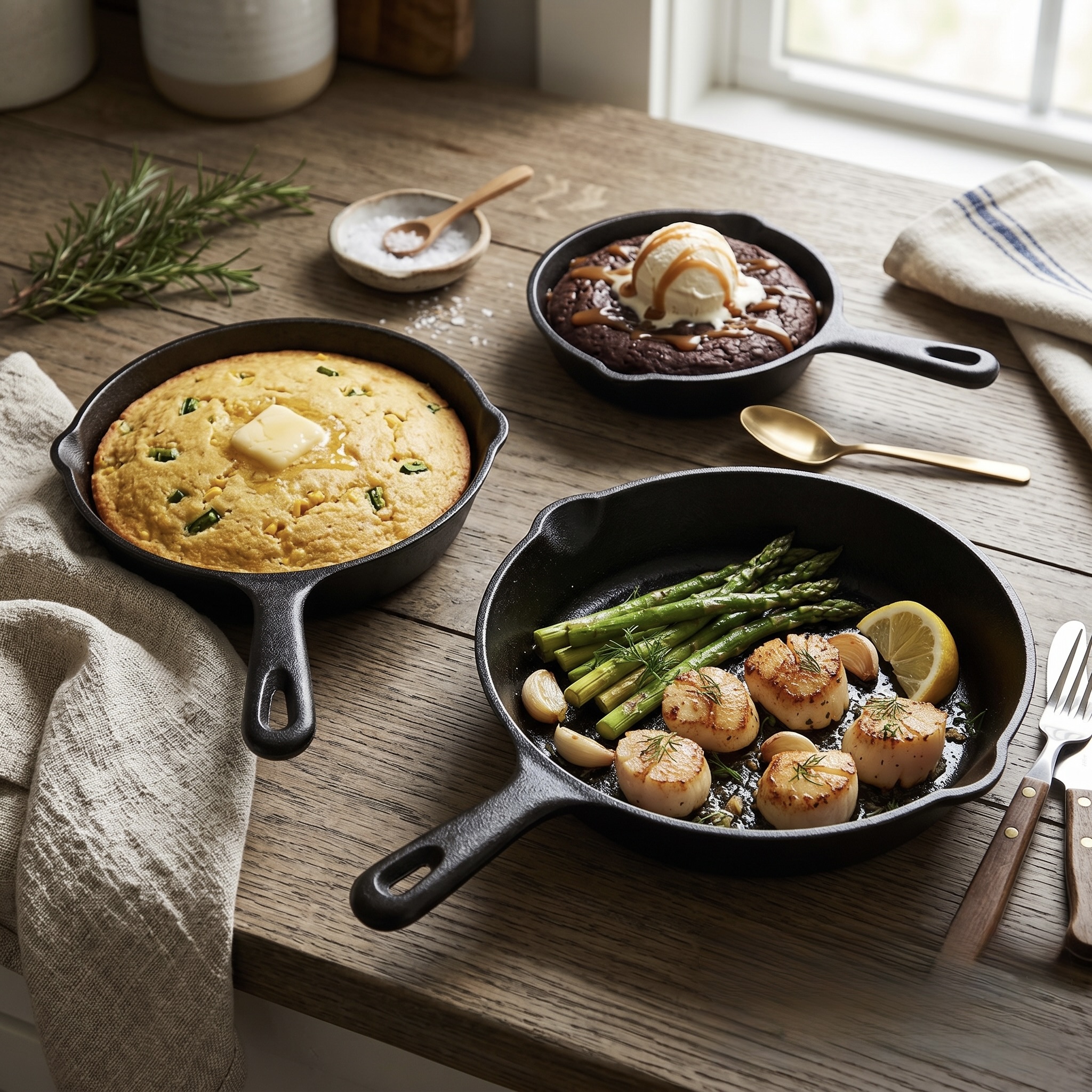 3-Piece Cast Iron Skillet Pan Set