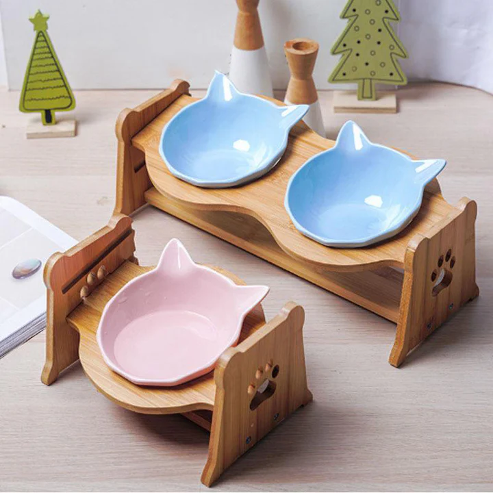 Bamboo Stand Feeding Bowl