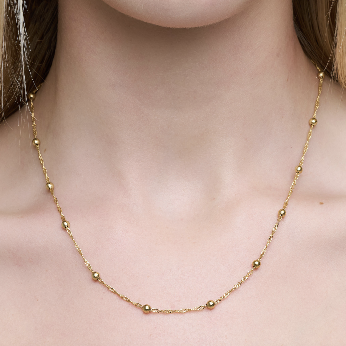 18k Gold-Plated Beaded Chain Necklace